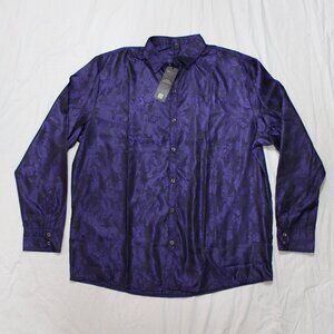 NWT Silky Purple Paisley Mens Buttondown Dress Shirt 3X Party Shirt